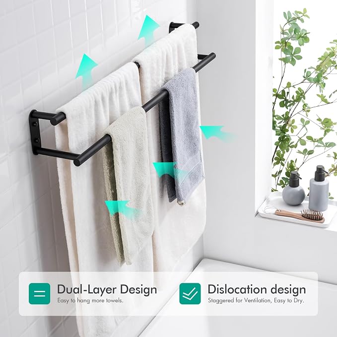 BAGNOLUX Double Towel Bar, SUS304 Towel Racks - Image 5