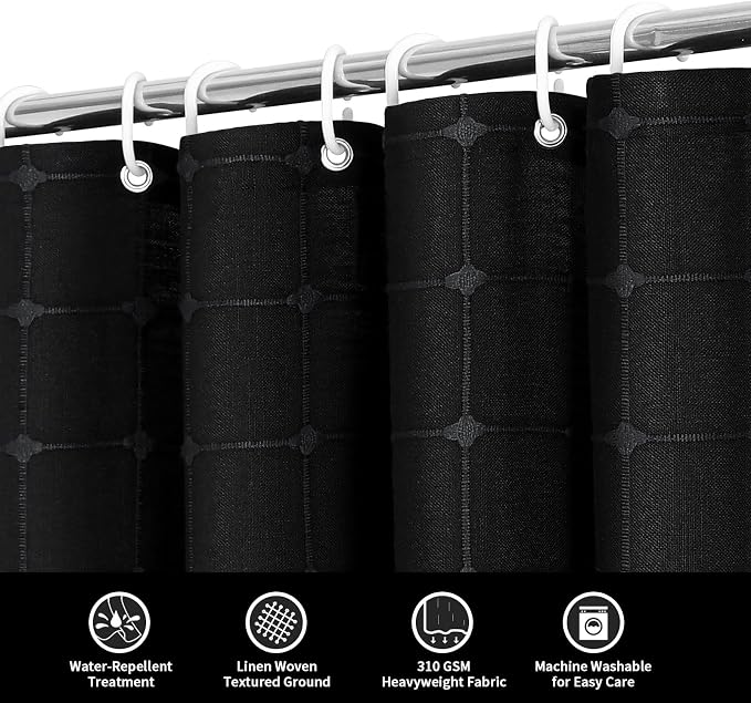 MitoVilla Black Boho Shower Curtains - Image 3
