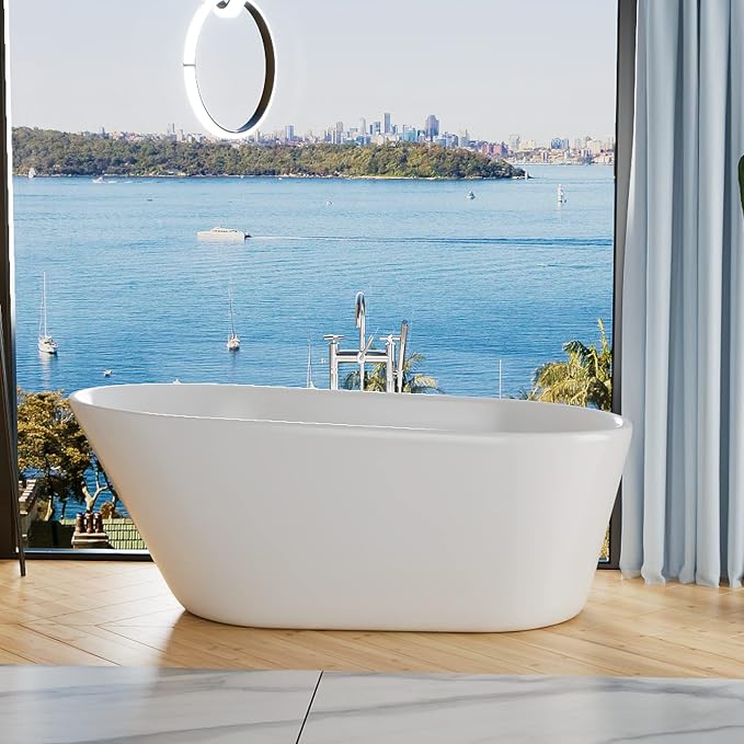 61" Acrylic Freestanding Bathtub, Single Slipper Free Standing Tub, Soaking Tub - Image 9