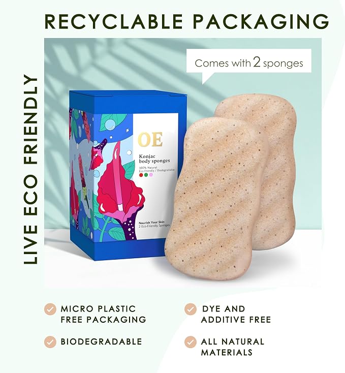Konjac Sponge Body Exfoliating Walnut | Microplastic Free 100% Natural | - Image 6