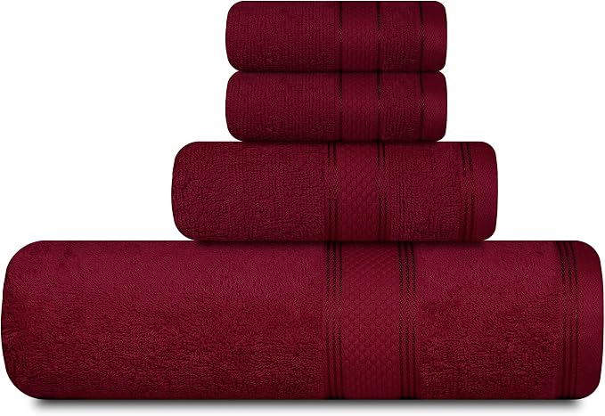 Casa Lino 4 Piece Bath Towel Set | 1 Bath Towel, 2 Wash Cloth, 1 Hand Towels | by CASALINO