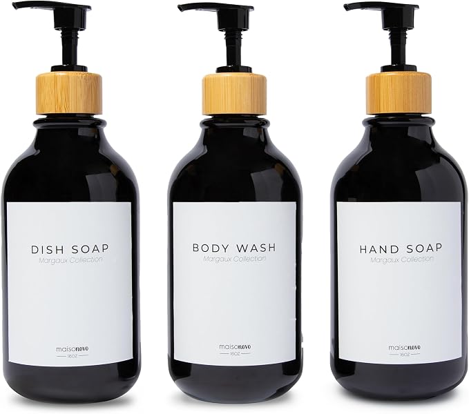 MaisoNovo Refillable Shampoo and Conditioner Bottles | 16.9 fl oz Set of 3 by MaisoNovo-TheArtofSustainableLiving