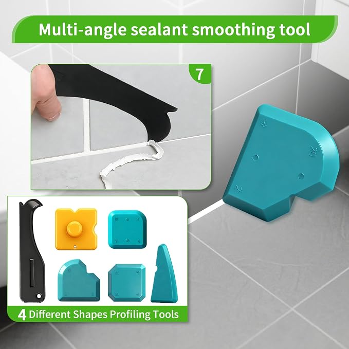 Caulking Tool 6 in 1 Sealant Finishing Tool & Grout Remover Scraper - Image 7