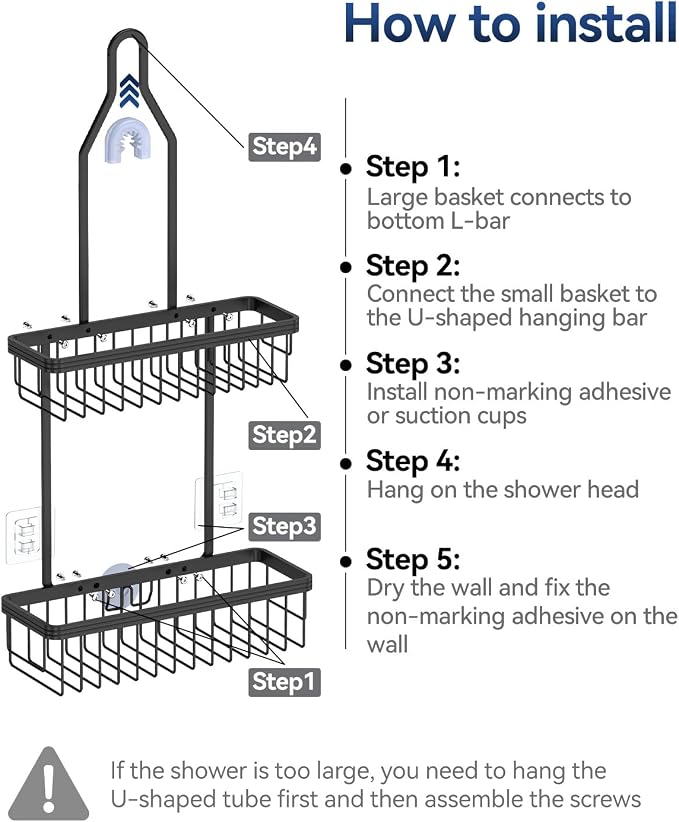 YASONIC Shower Caddy Hanging, Never Rust Shower Organizer Hanging, Aluminum - Image 9