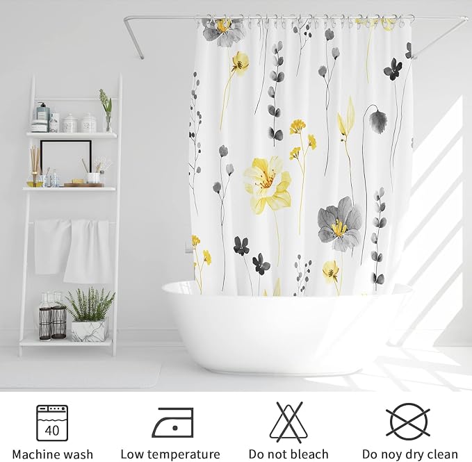 Gibelle Small Stall Shower Curtain 36 x 72, Narrow Half Watercolor Floral - Image 6