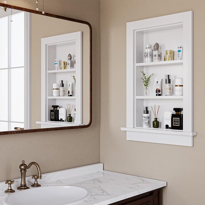 Wood Recessed Wall Niche, Wooden Medicine Cabinet - Image 4