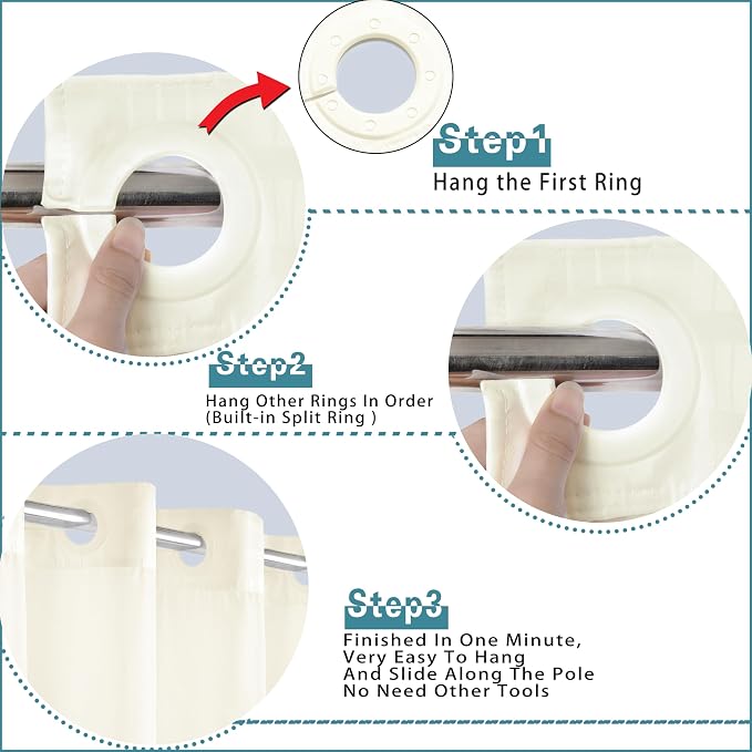 Conbo Mio Extra Wide No Hook Shower Curtain - Image 4
