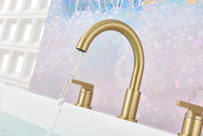 SITGES Brushed Gold High-Arc Bathtub Faucet, Solid Brass, 2-Handle Deck Mount - Image 4