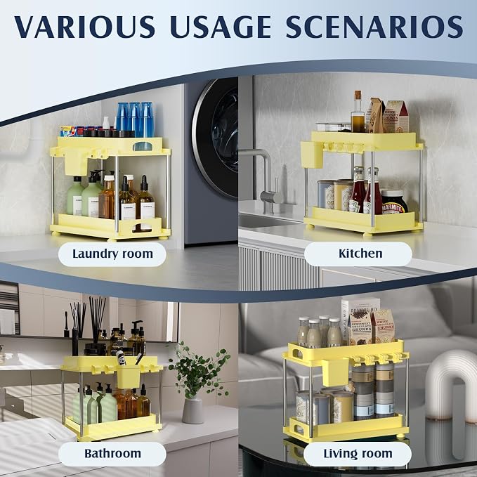 VERIFOST 2 Pack Under Sink Organizers and Storage, Height Adjustable Bathroom - Image 9