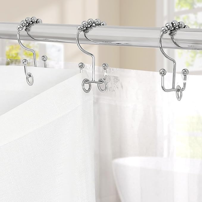 MitoVilla 3 in 1 Shower Curtain Set, Waterproof Fabric Hotel Bathroom Curtain - Image 4