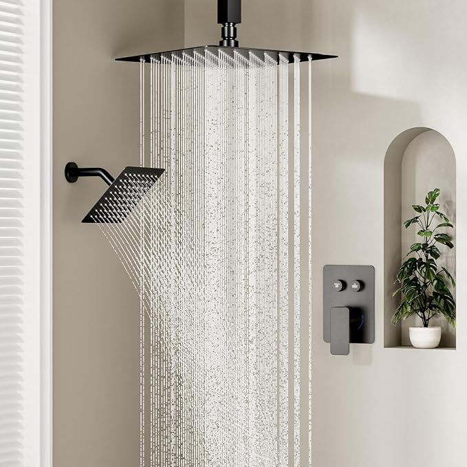 Shower Faucets Sets Shower System Matte Black, STARBATH 12" Ceiling Mount Rain - Image 6
