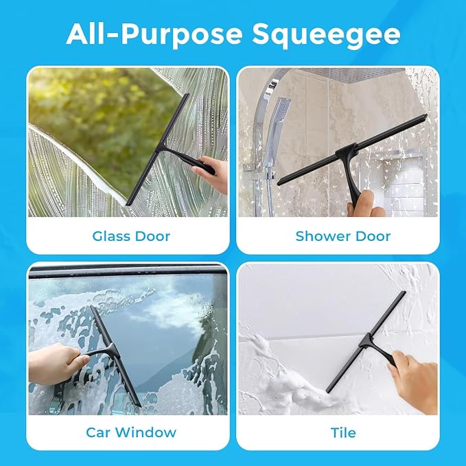 Quntis 12 Inch Squeegee for Shower Glass, Non-Slip Long Handle, Spare Blade - Image 8