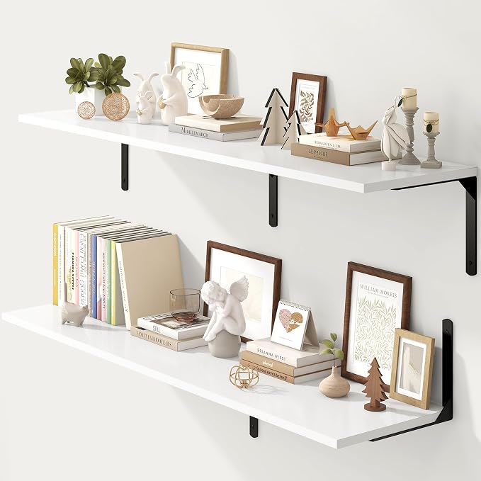 Fun Memories Floating Shelves for Wall, 12 Inch Deep Floating Shelves Set of 2 by FunMemories