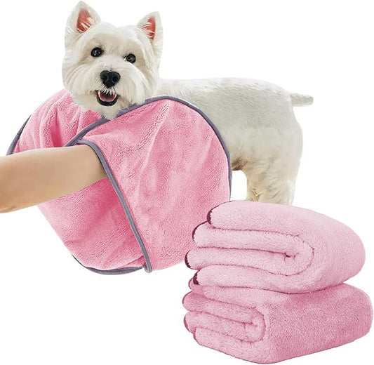 Dog Towels for Drying Dogs Small Medium Large, 2 Pack Dog Cat Drying Bath Towel by KUEIOX