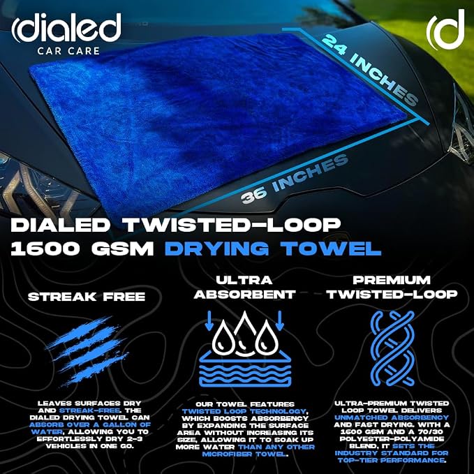 Dialed Drying Towel 1600 GSM, Premium 70/30 Blend Microfiber - Image 2