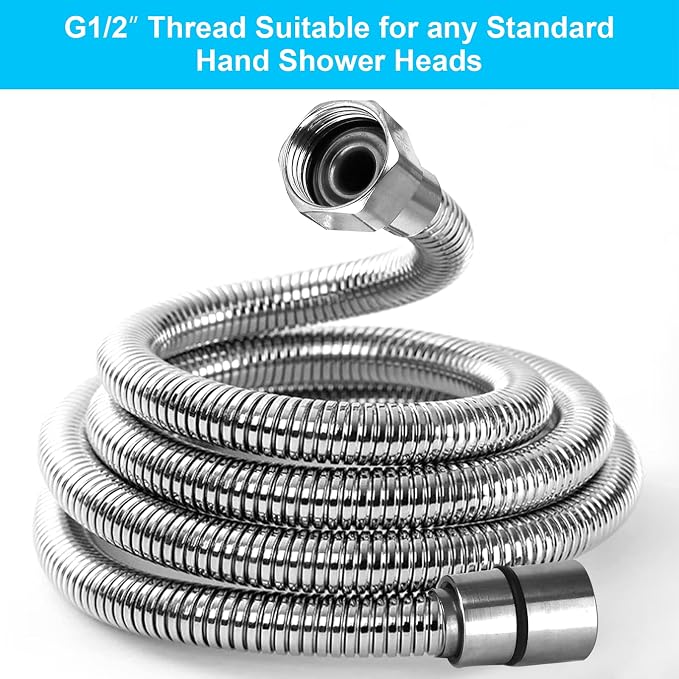 118" Shower Hose, Extra Long 304 Stainless Steel Handheld Shower Head Hose - Image 4