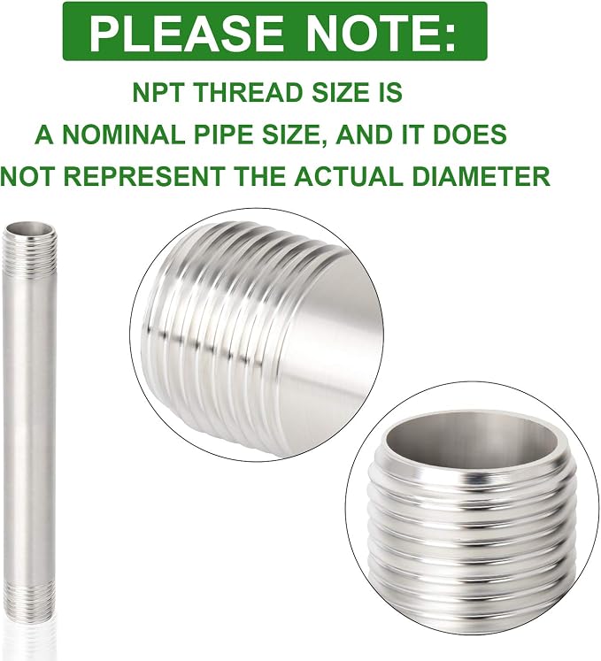 TAISHER 4PCS Stainless Steel Pipe Fittings, 1/4" NPT x 1/4" NPT Male Threaded - Image 4