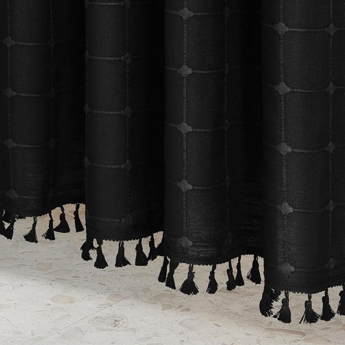 MitoVilla Black Boho Shower Curtains - Image 5