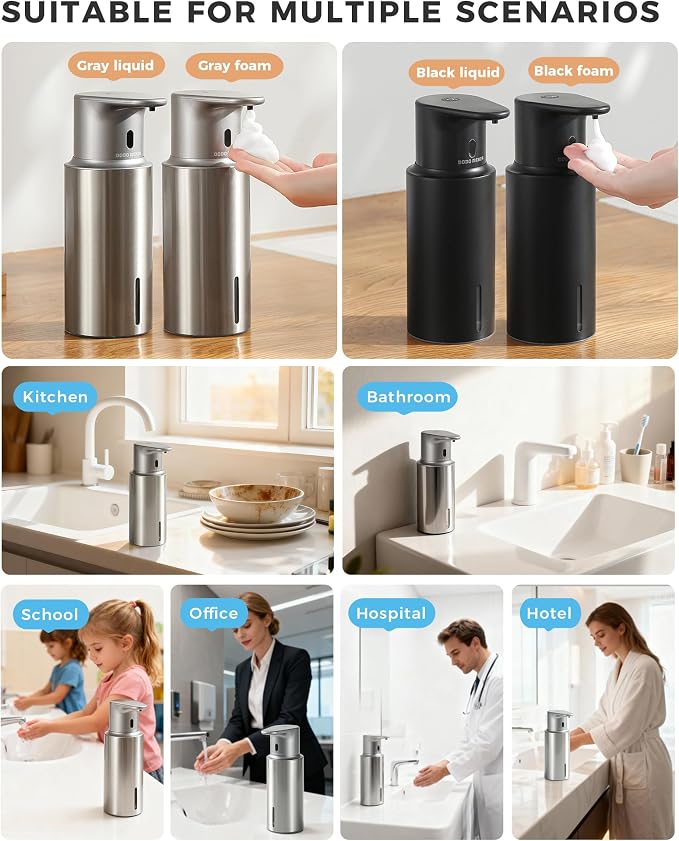 Automatic Foaming Soap Dispenser Touchless, 304 Stainless Steel Bottle Body - Image 9