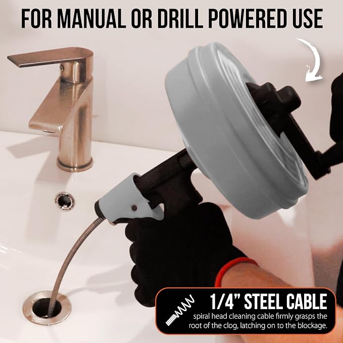 DrainX SPINFEED 50 Foot Drum Auger | Use Manually or Drill Powered - Image 7