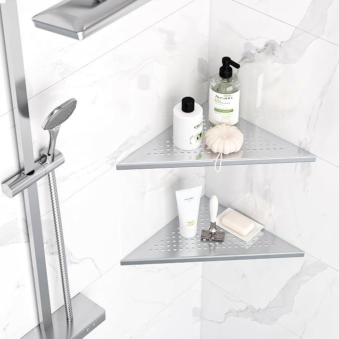 Neodrain 10 Inch Brushed Shower Shelves Corner Shelf - Image 6