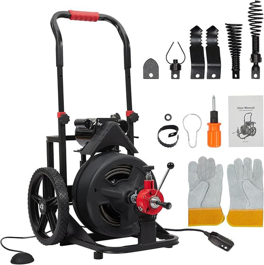 Heavy Duty Electric Drain Cleaner Machine, 100 Ft x 1/2 Inch Sewer Snake by Unknown