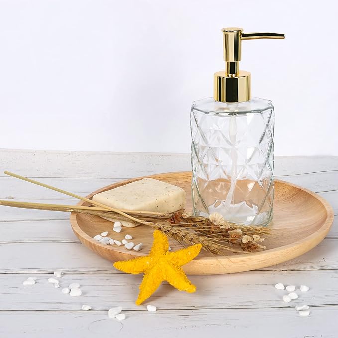Crystal Glass Soap Dispenser, 330ml/11oz. Clear Glass Lotion Soap Dispenser - Image 3