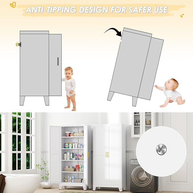 71" Tall Metal Storage Cabinet - Image 6