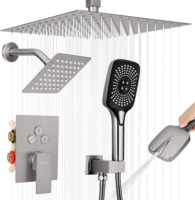 Shower Faucet Set Rainfall Shower System Push Button Diverter Shower Faucet by Unknown