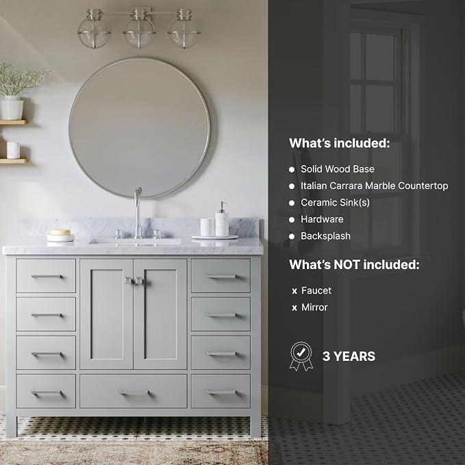 ARIEL Cambridge 49" Grey Bathroom Vanity - Image 5