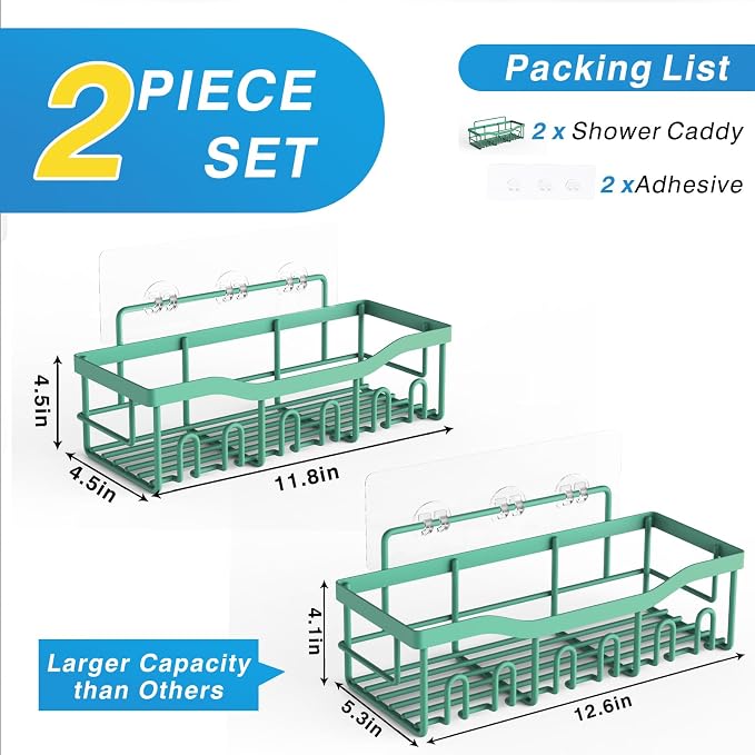 EUDELE Shower Caddy 2 Pack, Adhesive Shower Organizer - Image 2
