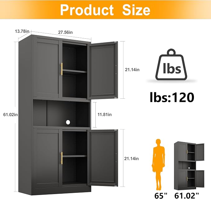 Black Metal Pantry Cabinet - Image 2