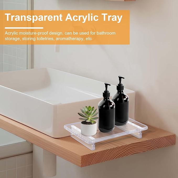2 Pack Acrylic Soap Dish Tray 9"×5.9"×1.5" – Clear Waterproof Counter-top - Image 6