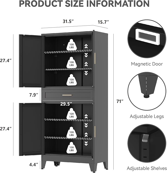 71" Tall Metal Storage Cabinet - Image 2