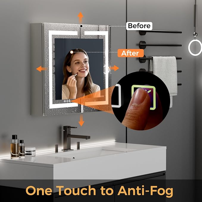 New LED Bathroom Mirror 24 * 36 Stepless Dimmable Wall Mirrors - Image 5