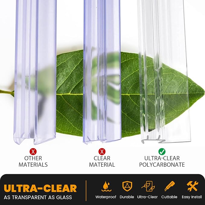 Shower Door Bottom Seal, for 1/2" Thick Framless Glass Door, to Stop Water - Image 6