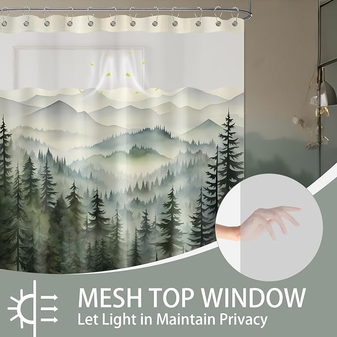Forest See Through Mesh Top Shower Curtain - Image 4