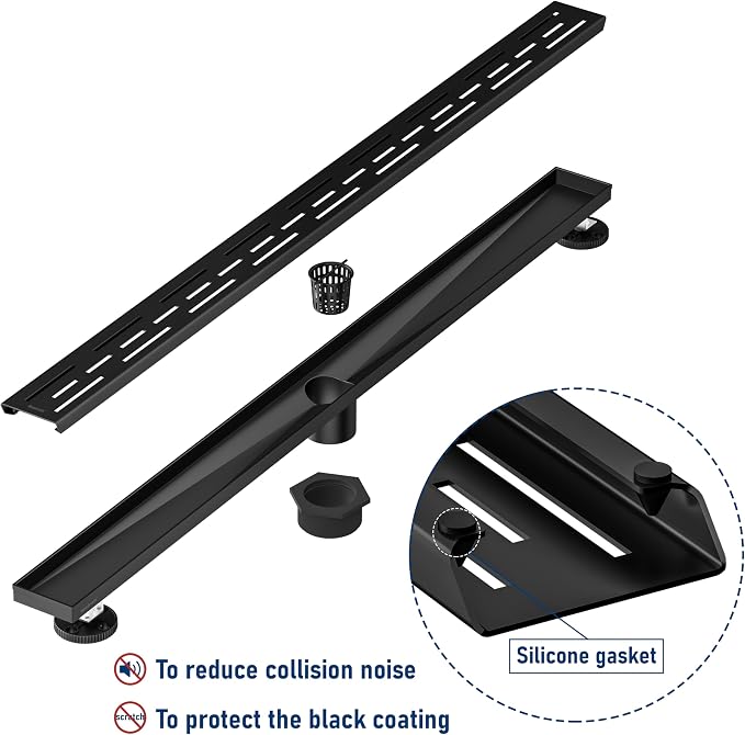 Neodrain 36 in Matte Black Linear Shower Drain, Rectangular Linear Shower Drain - Image 4