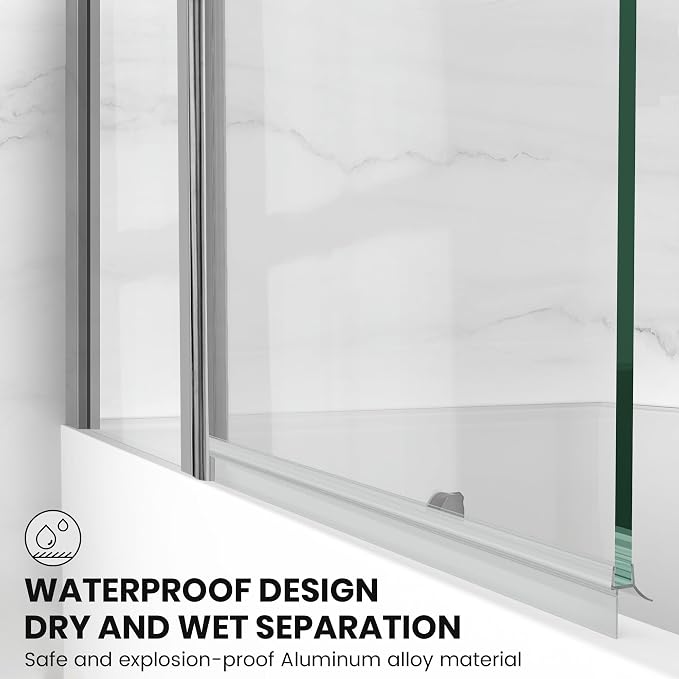 Bathroom Shower Glass Door, Tub Shower Glass Door 43”*58” Screen Panel Tempered - Image 8