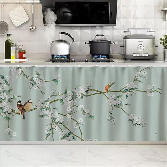 SK Studio Short Curtains for Kitchen, Cabinet Shelf Dust-Proof Blackout Tier by SK+Studio