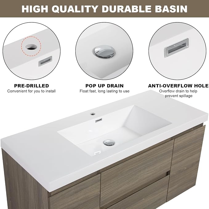 Floating Vanity Bathroom, 48 Inch Bathroom Vanity - Image 4