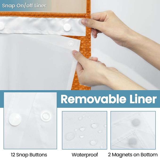 Burnt Orange No Hook Shower Curtain - Image 6