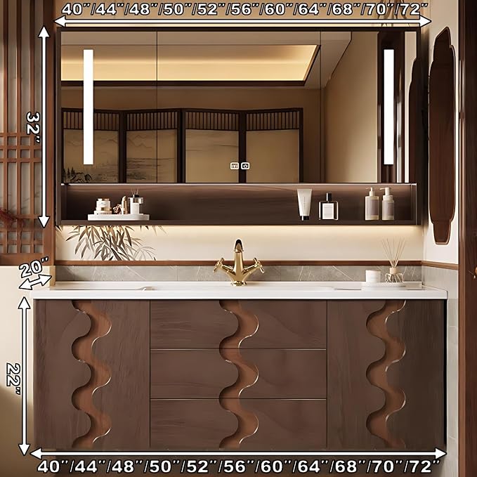 64 inch Bathroom Vanity with Sink – Modern Wall Mounted Bathroom Vanity Cabinet - Image 2