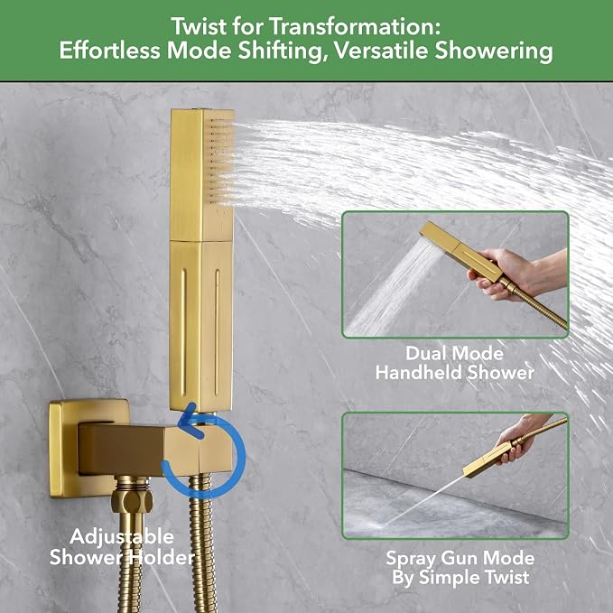 VANFOXLE Shower Faucet Set Brushed Gold Shower System, Shower Faucet - Image 3
