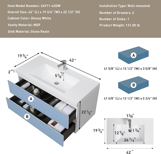 42" Floating Bathroom Vanity - Image 2