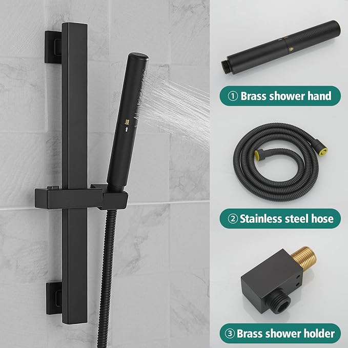 Hoimpro 12 Inch Matte Black Shower System - Image 8