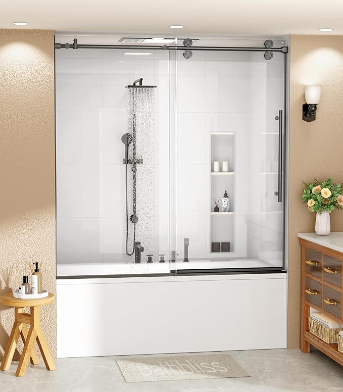 Bathbliss Glass Shower Door 56"-60" Wx60 H, Frameless Sliding Glass Door by Unknown