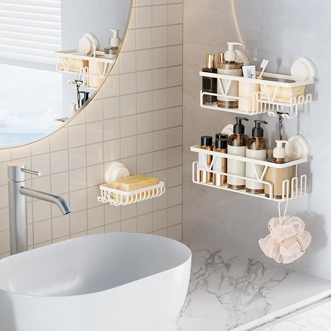 KEGII Shower Caddy Suction Cup – 3 Pack Suction Bathroom Organizer Shelf - Image 3
