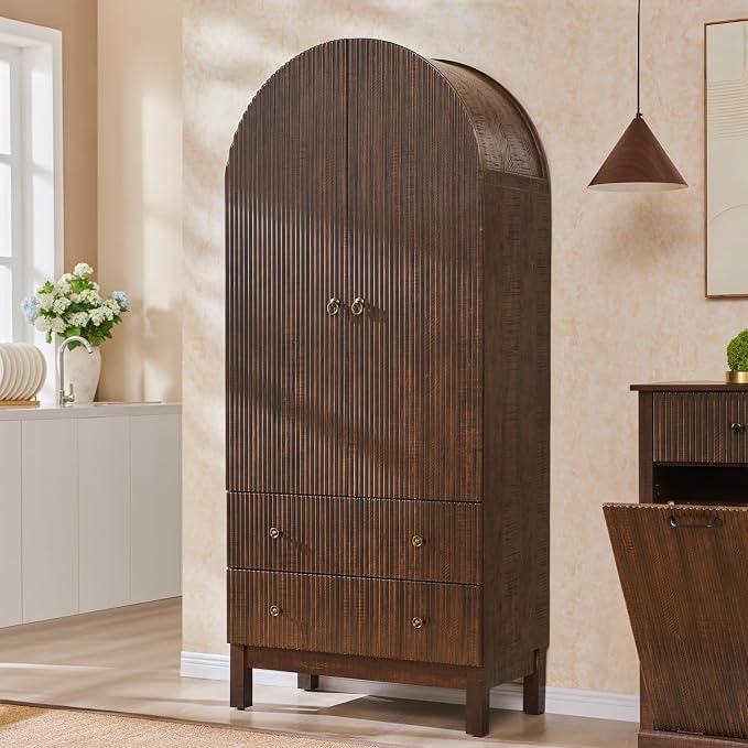 71" Tall Arched Pantry Cabinet, Fluted Kitchen Storage Cabinet - Image 6