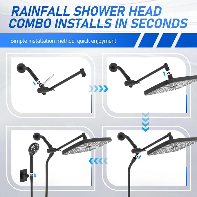Wide Rain Shower Head With 5 Modes Handheld Showerheads, High Pressure - Image 7